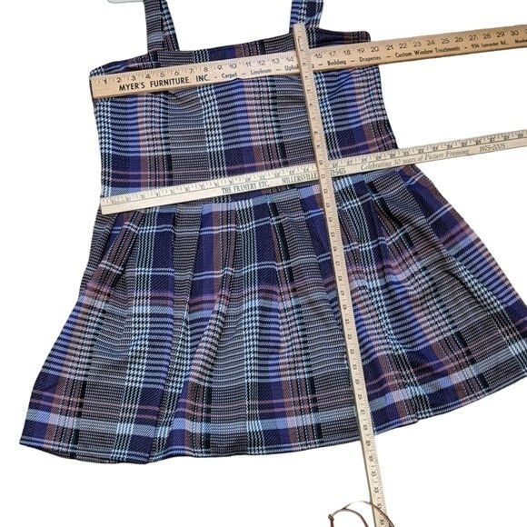 Rue + plaid pleated jumper dress tie back layering short 2X approximate - Picture 5 of 9
